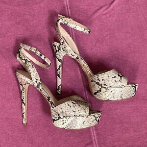 Aldo Neuling Heels, Leather Strappy Sandals, Snakeskin. Size 10 Platform